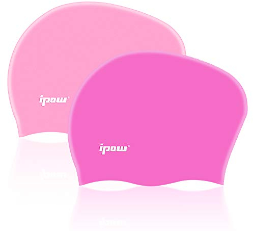 Ipow Lange Haare Badekappe Bademütze für Kinder Mädchen Jungen Damen Herren und Erwachsene,hochwertiges Silikon Badehaube Swim Caps