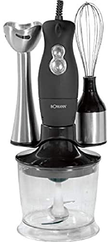 Bomann SMS 349 CB - Batidora de mano y varilla, picadora, 2 velocidades, 200 W, color negro