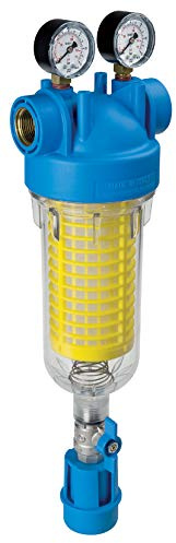purway HYDRA M 3/4 RLH 90 mcr Filtro de retrolavado manómetro fuente | Filtro de lavado trasero con manómetro y prefiltro autolimpiante para una limpieza cómoda