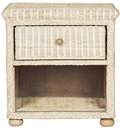Safavieh Home Collection Adira Natural White Wash Wicker 1-Drawer Nightstand, Normal (SEA8002A)