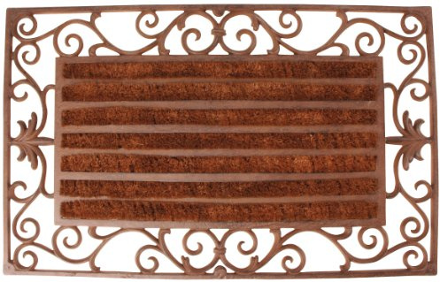 Esschert Design Schmutzfangmatte, Fußmatte, Rahmen aus Gusseisen mit Kokos-Einlage, rechteckig, ca. 74 cm x 46 cm