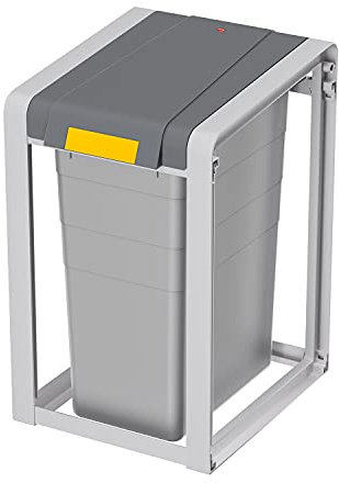 Hailo ProfiLine Öko XL - Mülltrennsystem Basiseinheit 38 L - Robustes Gestell und weit öffnender Deckel aus Kunststoff - beliebig erweiterbar - herausnehmbarer Inneneimer aus Kunststoff - grau