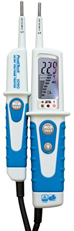 PeakTech 1090 – Testeur de Tension AC/DC 2 Pôles, Affichage LCD, Résistant à la Poussière et aux Éclaboussures (IP64), Test FI, Testeur de Continuité, Indicateur de Polarité, Voltmètre 6V - 690V