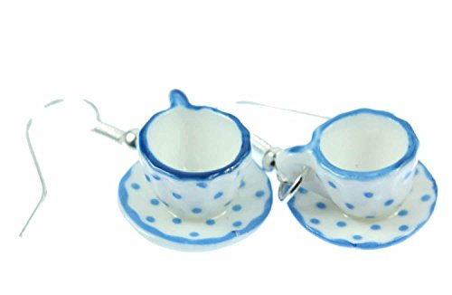 Mugs Teacups Earrings Miniblings Cup Of Coffee Porcelain Ceramic Blue Dots | Earrings, carefully made in Berlin, with porcelain and dots