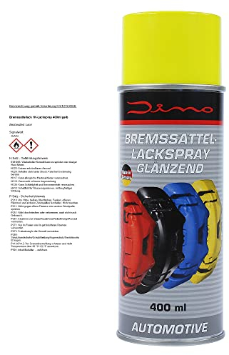 Dino Bremssattellackspray Bremssattel Lack Spray Bremsenlack Bremssattelfarbe Bremssattel Farbe 1-K Lackspray 400ml gelb