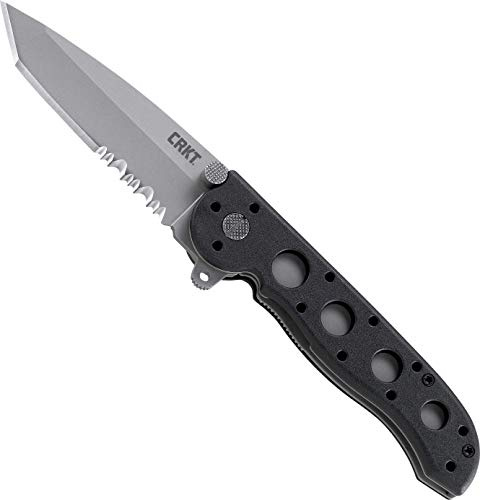CRKT M16-12Z EDC Folding Pocket Knife: Everyday Carry, Serrated Edge Blade, Tanto, Automated Liner Safety, Nylon Handle, Pocket Clip, One Size Black