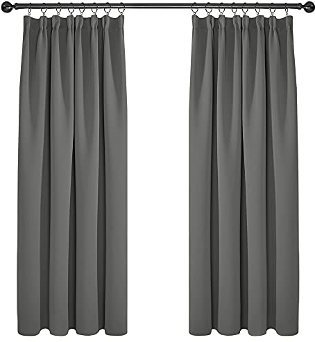 Deconovo Super Soft Pencil Pleat Curtains Thermal Insulated Blackout Curtains for Kids Bedroom 66 x 72 Light Grey 2 Panels
