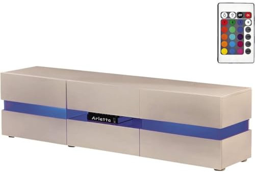 Habitat et Jardin Meuble TV LED Vida' - 177 x 39 x 45 cm - Blanc laqué