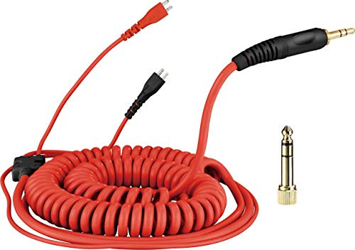 Zomo Spiralkabel Kopfhörer kompatibel mit Sennheiser HD-25, 3,5 m, Rot | 3,5 mm Klinke, Kopfhörerkabel mit vergoldetem Klinkenstecker und 6,35-mm-Aufschraubadapter – für DJ und Studio