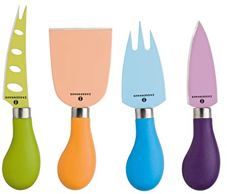Zassenhaus Käsemesser Set Easy Cut 4 tlg. aus Edelstahl und Kunststoff in verschiedenen Farben, 071139