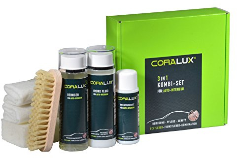 CORALUX LCK Set 3in1 Pflege fürs Autoleder | 200 ml Reiniger, 200 ml Pflege, 100 ml Intensivschutz vor Anschmutzung