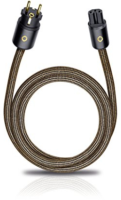 Oehlbach XXL Powercord - High End Stromkabel - HPOCC Netzkabel mit 4mm² Innenleiterquerschnitt & 2-Fach Schirmung, VDE geprüft - Steckertyp C15 (Schuko) auf CEE7/7-1,5m sepiabraun