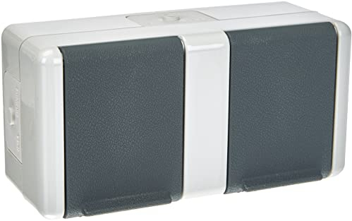 Jung 8220-1W Schuko-Steckdose 2-fach, Schwarz, Weiß