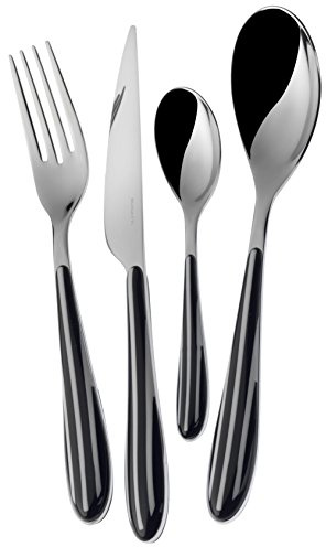 BUGATTI ZBNU-013F50 Zebra Ménagère de 24 Pièces Service de Table SAN/Acier Noir 22 x 8 x 30 cm