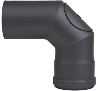 LANZZAS Pelletrohr Bogen 90° 2x abgewinkelt - Durchmesser 80 mm - Farbe: schwarz-metallic - mit Reinigungsöffnung