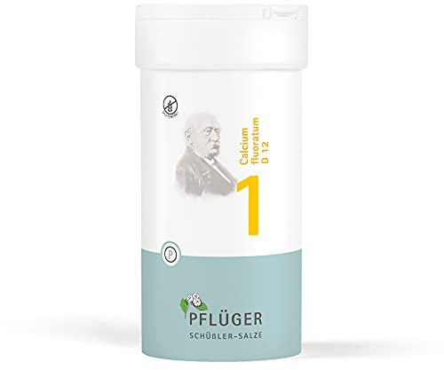 PFLÜGER Schüßler-Salz Nr. 1 Calcium fluoratum D12, 400 Tabletten | Das Salz der Haut und des Bindegewebes, Schüssler Salze im praktischen Dosierspender, glutenfrei, Arzneimittel