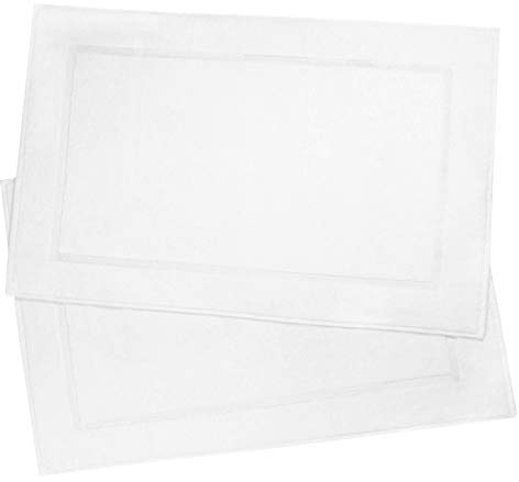 ZOLLNER 2er Set Badematten in 50x80 cm - besonders saugstarke und weiche Badvorleger in weiß - mit Tiefgangstreifen und Webrahmen - Baumwolle - Hotelqualität