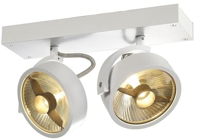 SLV LED Strahler KALU QPAR111 dreh- und schwenkbar | Dimmbare Wand- und Deckenleuchte zur Beleuchtung innen | Decken-Lampen, Wand-Lampe | 2-flammig, GU10, Matt White