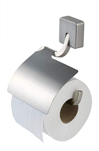 Tiger 38663_09 Impuls Toilettenpapierhalter mit Deckel Korpus Edelstahl und Zamac Variante in mattem, gebürstetem Edelstahl