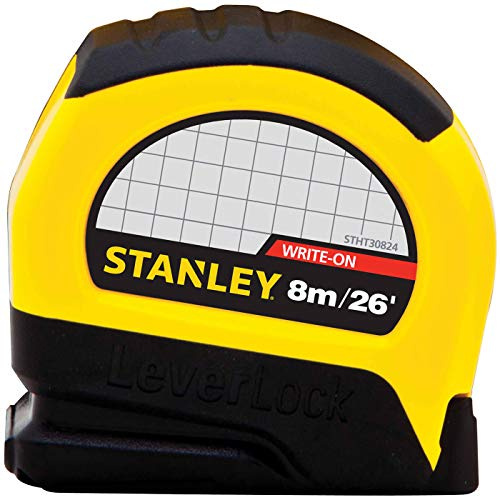 Stanley 30-824 - Metro a nastro LeverLock, 8 m, graduazione cm
