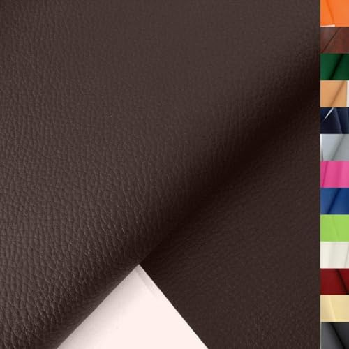 TOLKO 1m Kunstleder Meterware | weiches Premium Lederimitat für Stuhl Bank Sessel Sofa Sitzbezug Bezugstoff in Rindsleder Optik 140cm breit Polsterstoff Polsterbezug Möbelstoff (Braun)