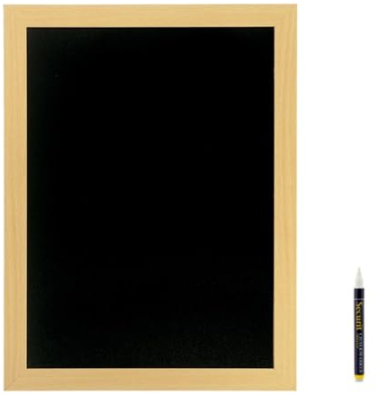 SECURIT - Lavagna da Parete Woody - Per Bar, Ristoranti, Pub, Negozi - Cornice in Legno Laccato - 1 Pennarello a Gesso Liquido Incluso - 40x60cm - Colore Teak