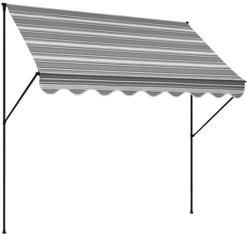 Angerer Klemmmarkise Exklusiv mit Handkurbel, Terrasse/Balkon, einfache Montage ohne Bohren, Made in Germany, hochwertiger Stoff, UV-beständig, höhenverstellbar, wasserabweisend, 300 cm Grau