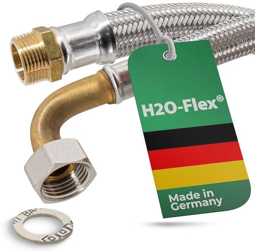 Panzerschlauch 1AG x 1ÜM Bogen - Flexschlauch DN25 mit Trinkwasserzulassung