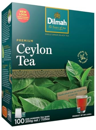 Dilmah Premium Ceylon Black Tea 100 Individually Wrapped Tagless Tea Bags 200g | Pure Ceylon Broken Orange Pekoe | Rich Full-Bodied Breakfast Tea | Single Origin Sri Lankan Tea