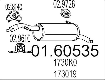 MTS Silencieux arrière Pot d'Échappement 01.60535