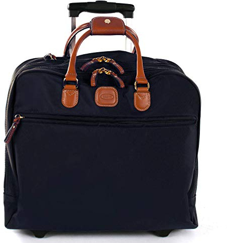 Bric's X-Travel 2.0 Rolling Carry-On 16 x 13.7 x 6 Inch, Water-Resistant Underseat Bag with Silent Wheels, Retractable Handle and Laptop Pocket - Navy