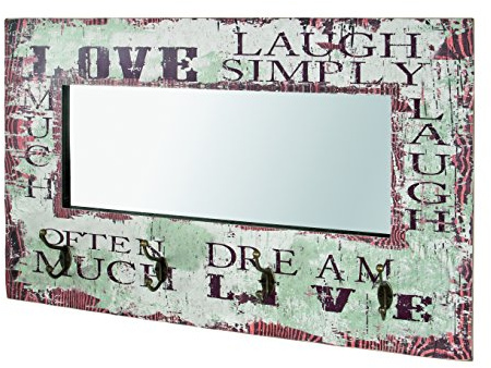 HAKU Wandgarderobe Motiv, Vintage, MDF, Metall, Spiegel - Maße: B 80 x H 52 x T 10 cm, Style: Industrial