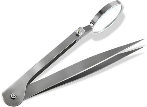 Lupenpinzette fein Edelstahl Rostfrei Spitzpinzette Pinzette mit Lupe 12 cm | Für feine Aufgaben im Hobby-, Modellbau- und Bastelbereich