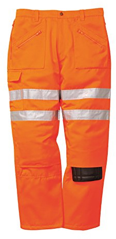 Portwest RT47O Rail Action Trousers Durable Reflective Knee Pad Pockets | Orange, 2X Large, EN ISO 20471 Class 2, Regular Fit, 245gsm Polycotton, 65% Polyester, 35% Cotton, Machine Washable