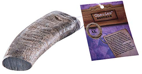 Chewies Buffelhorn för hundar – fyllt tugghorn från vattenbuffel – naturliga tuggleksaker – tandvård och kul i 1 – storlek XL: för hundar upp till 35 kg kroppsvikt
