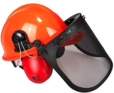 Viwanda - Casco Forestale Arancione con Visiera a Rete e Cuffie di Protezione
