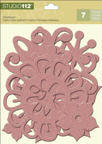 EK Success K&Company Studio 112 Pink Floral Glitter Chipboard