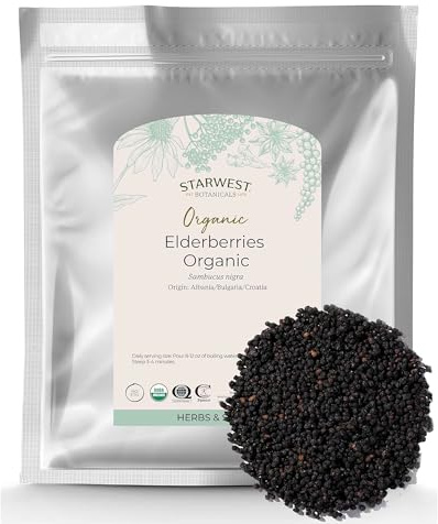 Starwest Botanicals Organic Elderberries for Tea, Non-GMO - Bulk 1 lb Bag
