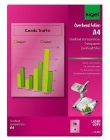 Sigel© Overhead-Folien fr Farb-Laser/-Kopierer, transparent, 125 æm, A4, 50 Blatt