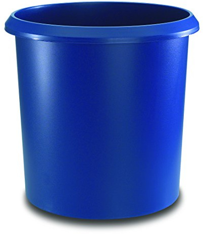 Läufer 26605 corbeille à papier Allrounder de 18 litres, bleu, ronde, poubelle avec une poignée, plastique solide