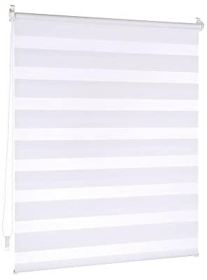 Victoria M. Doppelrollo Klemmfix ohne Bohren, 50 x 150 cm (BxH) Weiß, Rollo Fensterrollo lichtdurchlässig & verdunkelnd，Duo-Rollo Klemmmontage Zebrarollo für Fenster & Türen