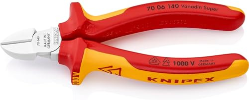 Knipex Pince coupante de côté chromée isolées par gaines bi-matière, certifiées VDE 140 mm, 70 06 140