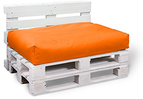 BuBiBag Palettenkissen - Beanbag Sitzauflage für Paletten | Sitzfläche für In & Outdoor | Sitzkissen in versch. Größe & versch. Farbe (80x60x10 cm, orange)