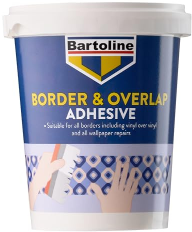 Bartoline Border & Overlap Adhesive 500g,for 20m Border Wallpaper Adhesive for Decorative Borders & Vinyl, Fixes Seams & Repairs Ripped Wallcoverings, Fast-Drying & Strong Hold
