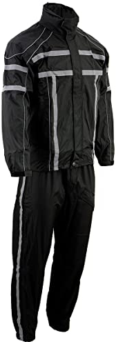 NexGen SH2331 Men's Black Water Resistant Rain Suit with Reflective Tape - X-Large