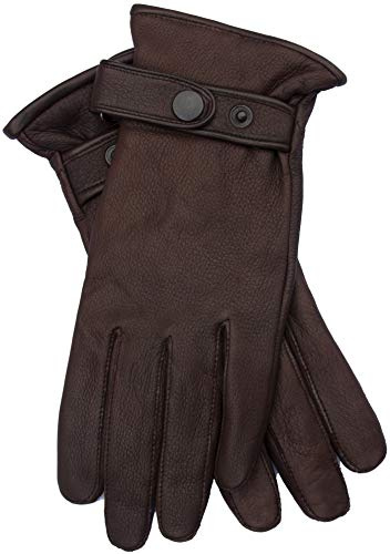 EEM Herren Lederhandschuhe, edles Hirschleder, weiches Futter aus Kaschmir und Wolle; dunkelbraun M