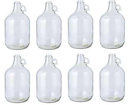 Fastrack 8-Pack 1 Gallon Glass Jug (128 oz) WITHOUT CAPS – Multipurpose 1 Gallon Jug, & Detergent Dispenser for Laundry, Glass jug for Liquids, Water & Juice