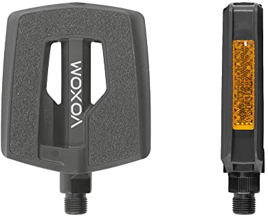 Voxom Pedale Trekking - Anti-Rutsch Fahrradpedale mit Reflektoren für E-Bike, Trekking Bike & City Bike - 9/16 Gewinde, Schwarz