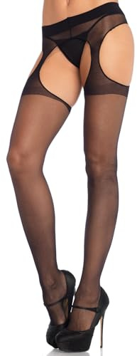 LEG AVENUE Unisex - doorschijnend houderloze fijne kousen, zwart, eenheidsmaat (Eur 36-40) Leg Avenue 1767 Durchscheinend Halterlose FeinStrümpfe schwarz EinheitsGröße EUR 36 40 , Schwarz, 15 ml (1er Pack) EU