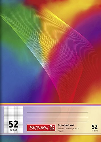 BRUNNEN Schulheft | A6, Lineatur 52, 32 Blatt, mehrfarbig